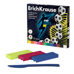 Пластилин классический ErichKrause Sport DNA 12 цветов со стеком, в коробке 12 шт 61777