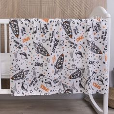 Плед флисовый для новорожденных Baby Nice 100х140 см Вселенная белый GF351004/54