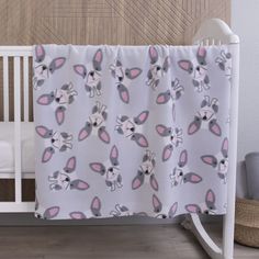 Плед флисовый для новорожденных Baby Nice 100х118 см Мопсики серый GF251004/53
