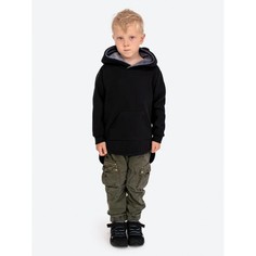 Толстовка BabyBunny удлиненная с начёсом черный, 98