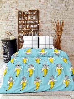 Комплект Детского Постельного Белья Банановые Коты No Brand