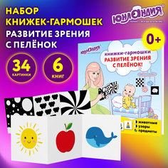 Развивающие карточки Юнландия, 691023, для новорожденных, малышей, 6 книжек для зрения