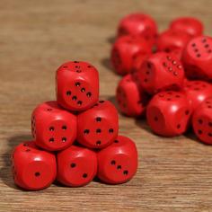 Кубик игральный 1.5х1.5х1.5 см, цветной, красные, 100 шт (100 шт) No Brand