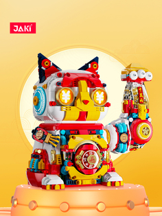 Конструктор 3D JAKI Китайский Кибер Кот на удачу с подсветкой JK8888-2 1395 деталей