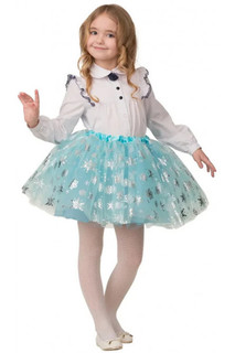 Детская голубая юбка со снежинками 116 Батик