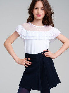 Фуфайка трикотажная для девочек PlayToday (футболка), белый, 146