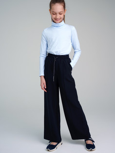 Брюки текстильные для девочек PlayToday, тёмно-синий, 170