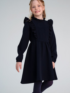 Платье текстильное для девочек PlayToday, тёмно-синий, 134