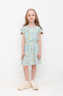 Платье детское CROCKID М 3547, дымчатый нефрит, летний букет, 110
