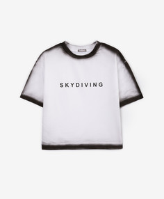 Футболка с модным неравномерным крашением белая для мальчика Gulliver (116)