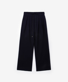 Брюки трикотажные с поясом на резинке синие для девочки Gulliver (134)