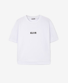 Футболка с шрифтовым принтом и удлинённой спинкой белая для девочки Gulliver (134)