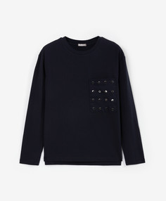 Лонгслив с нагрудным карманом синий для мальчика Gulliver (146)