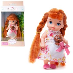 Кукла-мини Baby Ardana серия Питомец шатенка с косами с коричневым щенком 11 см Junfa Toys