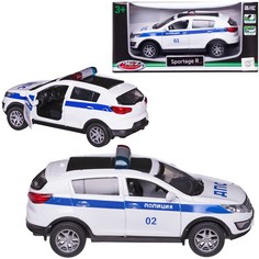 Машинка MSZ серия 1:43 Kia sportage R (Полиция), белая, инерционная, двери открываются