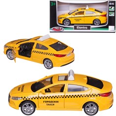 Машинка MSZ серия 1:43 Hyundai Elantra (Такси), желтая, инерционная, двери открываются