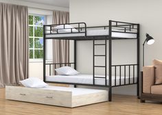 Двухъярусная кровать 4 сезона 120x190 Валенсия 120 выкатная Черный Дуб крафт белый