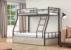 Двухъярусная кровать 4 сезона 120x190 Раута Коричневый ящики дуб крафт белый
