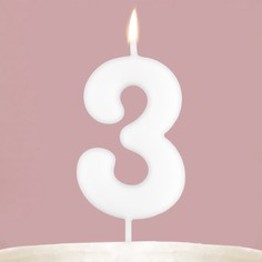 Свеча-цифра для торта Страна Карнавалия Цифра 3 , светится в темноте, 4 х 10 см