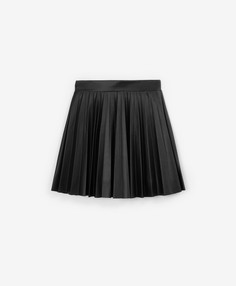 Юбка-гофре из искусственной кожи чёрная для девочки Gulliver (140)