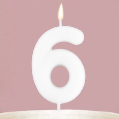 Свеча-цифра для торта Страна Карнавалия Цифра 6, светится в темноте, 4 х 10 см