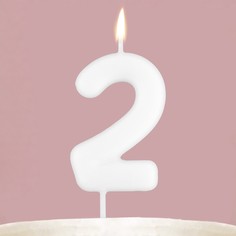Свеча-цифра для торта Страна Карнавалия Цифра 2 , светится в темноте, 4 х 10 см