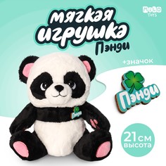 Мягкая игрушка Milo toys Панда с деревянным значком Milotoys