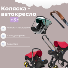 Коляска 3 в 1 автокресло Doona, Flame Red Накладка на ручку Дождевик прозрачный