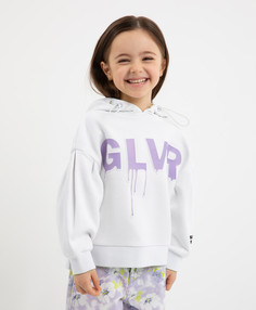 Толстовка с ярким принтом белая для девочки Gulliver (116)