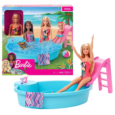 Кукла Barbie и гламурный бассейн с горкой
