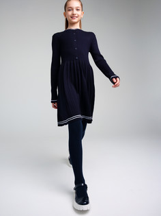 Платье трикотажное для девочек PlayToday, тёмно-синий, 140