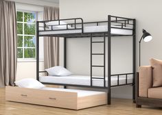 Двухъярусная кровать 4 сезона металлическая Валенсия выкатная черный