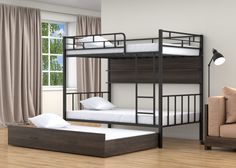 Двухъярусная кровать 4 сезона Валенсия 120 выкатная с полкой черный