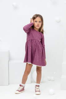 Платье детское CROCKID М 2858 KG-2, амарант, сердечки, 122