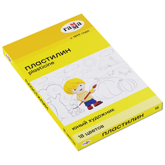 Пластилин Гамма "Юный художник" NEW, 18 цветов, 252г, со стеком, картон. упаковка Gamma