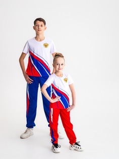 Футболка детская Sport&K прямая, белый синий красный, 164