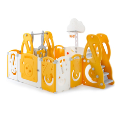 Большой детский игровой манеж, комплекс с качелями UNIX Kids SUPREME Music 160x160 Yellow