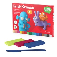 Пластилин ErichKrause Jolly Friends со стеком 16 цветов 288 г
