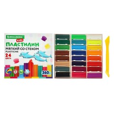 Пластилин мягкий восковой 24цв 360гр BRAUBERG KIDS