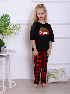 Пижама детская Милаша Sleep, красный; черный, 122