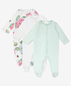 Комбинезоны-слипы трикотажные на кнопках мультицвет для девочек Gulliver (80-48), 3 шт.