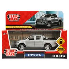 Машина Технопарк Toyota Hilux 12 см, металл, двери, инерция, серебристый, коробка