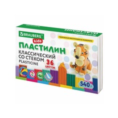 Пластилин классический Brauberg Kids, 880818 36 цветов, 540 грамм, стек