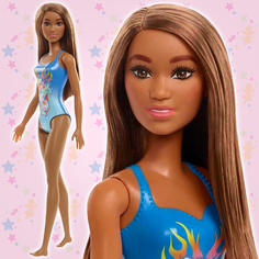Кукла Барби в голубом купальнике брюнетка с длинными волосами Barbie