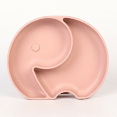 Тарелка детская 2 секции, «Слоник» M&B, 16х19,8х3, пыльная роза Mum&Baby