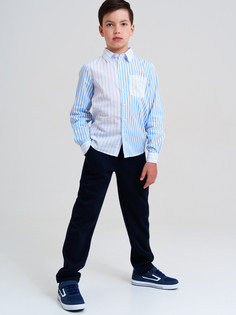 Рубашка детская PlayToday 22417068, белый, голубой, 170