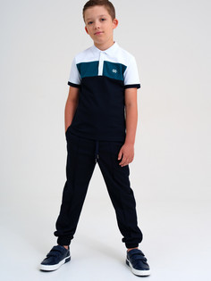 Поло детское PlayToday 22417059, белый, синий, темно-синий, 158