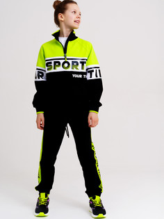 Костюм спортивный PlayToday 22427022, черный, белый, зеленый, 170