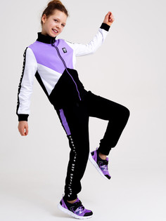 Костюм спортивный PlayToday 22427023, черный, белый, сиреневый, 134