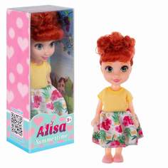 Кукла 1toy Т25197-1 в платье снимается обувь 16 см в жёлтой футболке